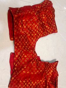 Red Brocade Saree Blouse