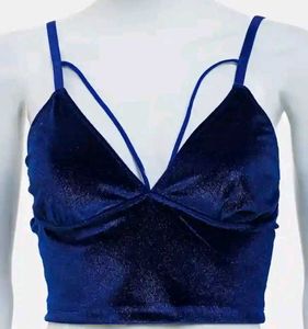 Blue Velvet Crop Top