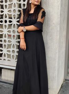 Elegant Black Sheer Sleeve Dress