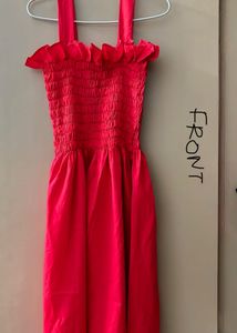 Vibrant Red Smocked Sundress