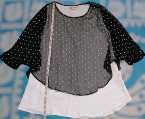 Polka Dot Flared Sleeve Top