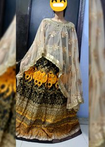 Elegant Embroidered Lehenga with Cape