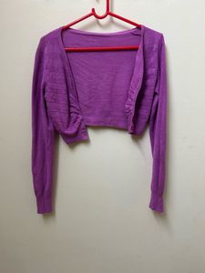 Purple Cropped Cardigan