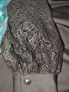Elegant Black Lace Sleeve Wrap Dress