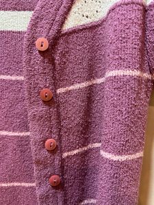 Lilac &amp; white stripe front open cardigan