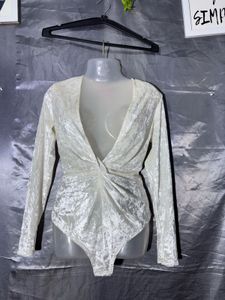 Velvet Plunge Neck Bodysuit