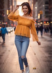 Stylish Korean Off Shoulder Net Top
