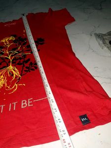 Red "Let It Be" Graphic Tee 10" 12 y