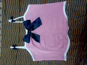 Pink Ruched Bow Crop Top