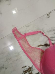 38B zivame Pink Lace Trim Padded Bra