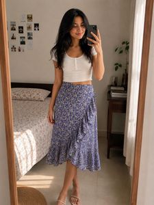 Flowy Floral Midi Skirt