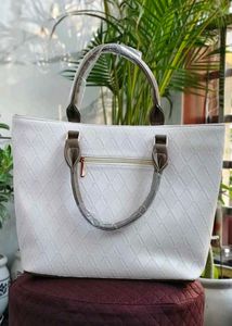 Chic White Textured Tote Bag