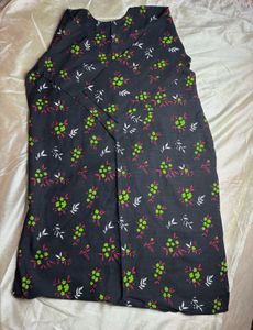 Black Floral Print Kurta
