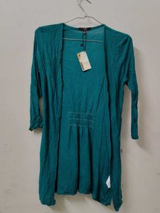 Teal Open Front Cardigan