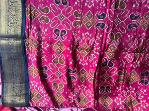 Pink Ikat Silk Saree