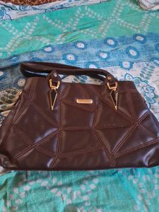 Brown Geometric Patterned Handbag