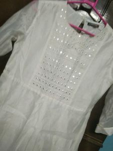 White Mirror Work Kurta