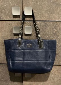 Coach Navy Leather Tote Bag