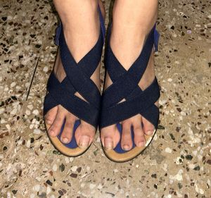 Comfortable Navy Blue Wedge Sandals