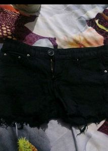 black distressed denim shorts