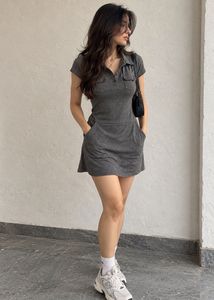 North face Grey Collared Pocket Dress