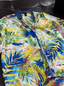 Vibrant Tropical Print Button-Down Shirt