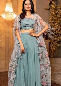 Floral Print Palazzo Suit with Shrug