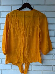 Stylish Orange Button-Up Tie-Front Top