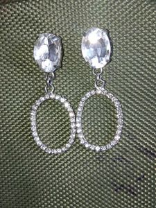 Sparkling Oval Drop Earrings