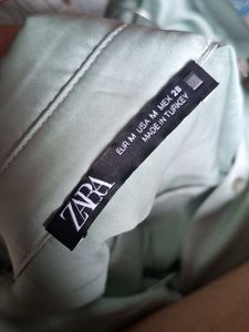 Zara Sage green satin shirt