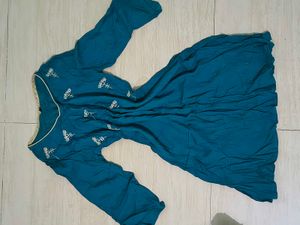 Teal Embroidered Kurta