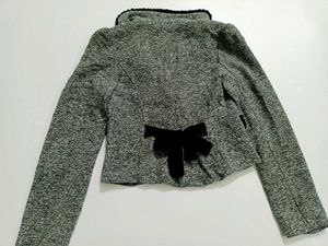 Chic Tweed Blazer with Black Trim XS