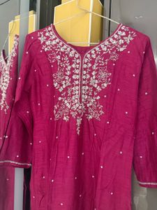 Embroidered Pink Kurta set