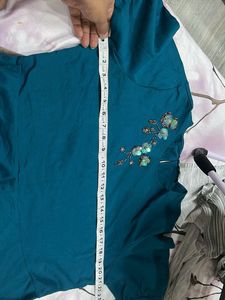 Teal Embellished Peplum Top
