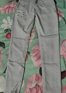 Cute Embroidered Grey Jeans