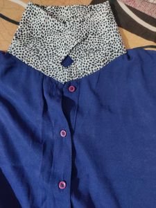 Stylish Blue Button-Up Blouse