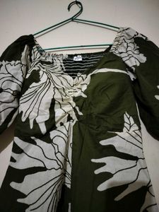 Boho Floral Print Square Neck Top