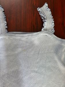Blue Ribbed Crop Top- one size