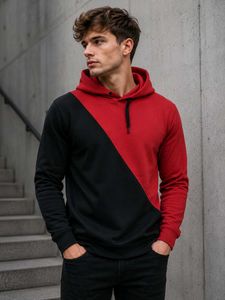 mens new hoodie red and black colour combination g