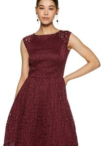 Maroon Lace Fit & Flare Dress