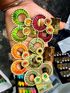 Vibrant Thread Hoop Earrings combo 5