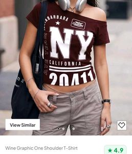 Maroon Graphic One Shoulder Top