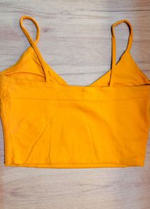 Vibrant Orange Spaghetti Strap Crop Top