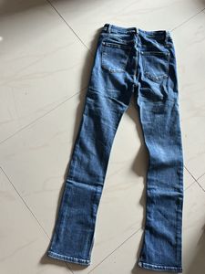 vintage dark blue split hem Denim Jeans