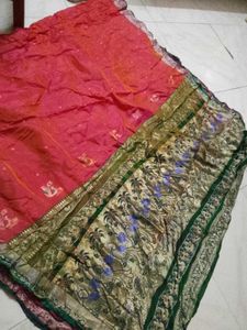 Beautiful Pink Saree with Golden Border