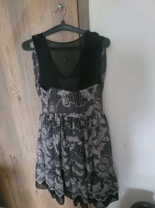 Elegant Black &amp; White Chiffon Dress
