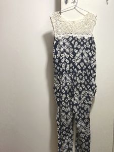 Crochet printed jumpsuit With Pockets