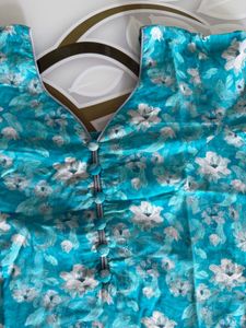 Teal Floral Kurta Set