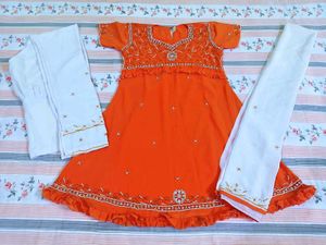 Orange Anarkali Kurta Set