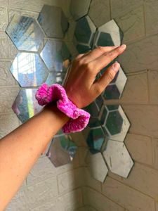 Fuzzy Pink Scrunchie